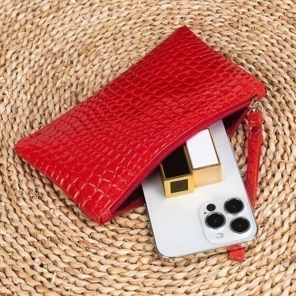 Unbranded Handbags - Embossed Red Wristlet Long Wallet